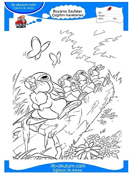 Çocuklar İçin Bambi Boyama Sayfaları 